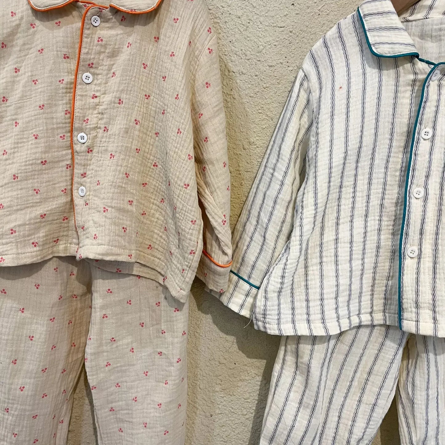 Pajama Sets New Spring Autumn Season Pure Cotton Gauze Baby Long Sleeved Girl Boys Childrens Clothing Sleepwear