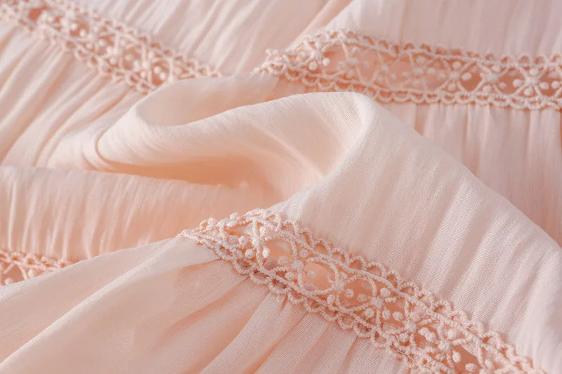 Girls Dress 2025 Spring New Elegant Lace Dress Sweet Girls Long Dress Ruffle Kids Dress For Girls