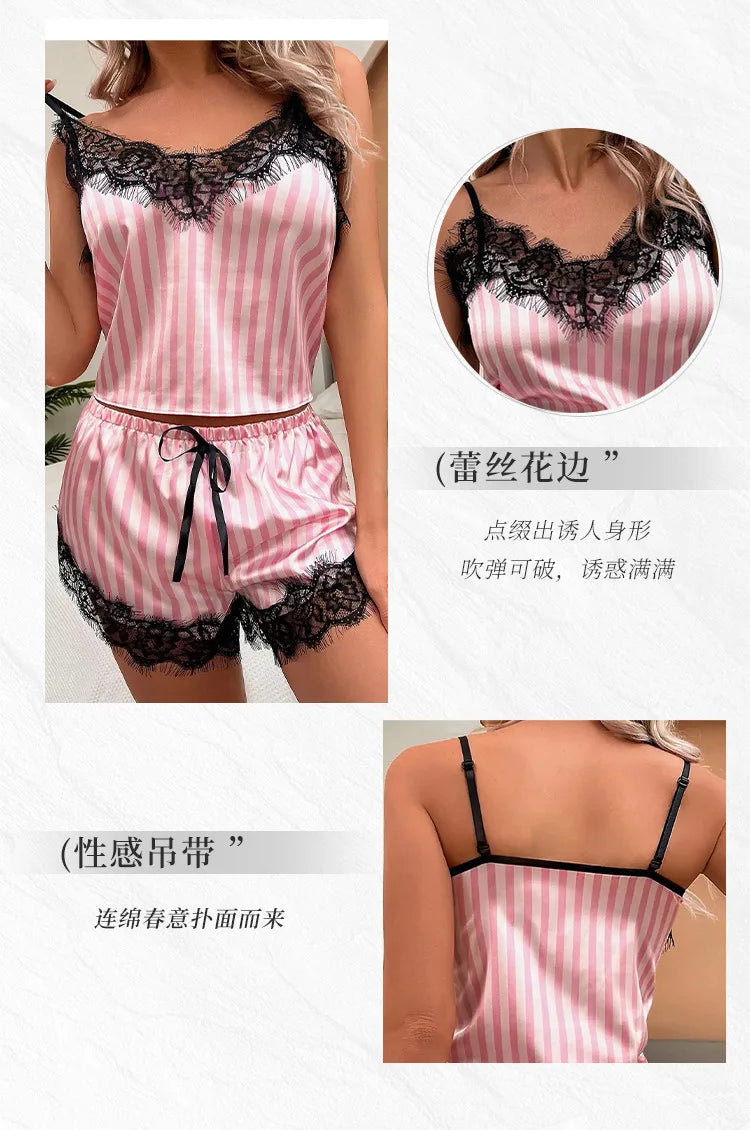 woman Women's Underwear Sleep Lounge Pajama Sets Fun lingerie European American sexy pajamas home clothes two-piece 3-point set