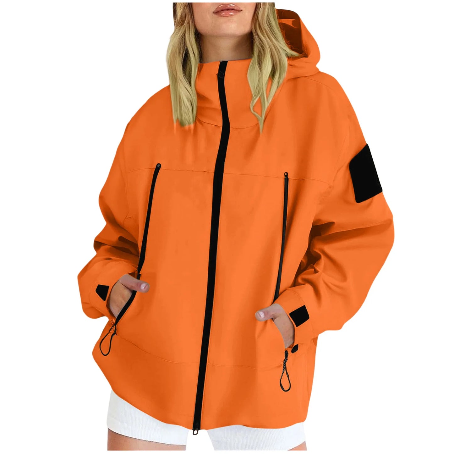 Women'S Tops Hooded Windbreaker Women'S Jacket Waterproof Coat Outdoor Travel Contrast Functional Style Solid Color Adventure