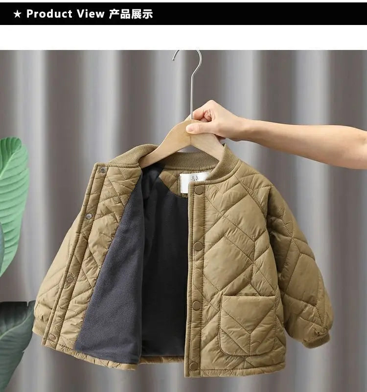 Boys Coat Cotton Jacket Windbreak Outerwear 2024 Elegant Winter Autumn Thicken Warm High Quality Christmas Gift Children's Cloth