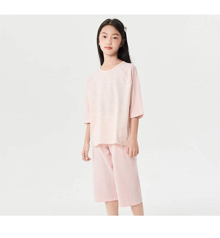 Balabala Pajama Sets Boys GirlsThin 2025 Summer New Air-conditioned Clothing Home Wear for Young and Older Children Parent-Child