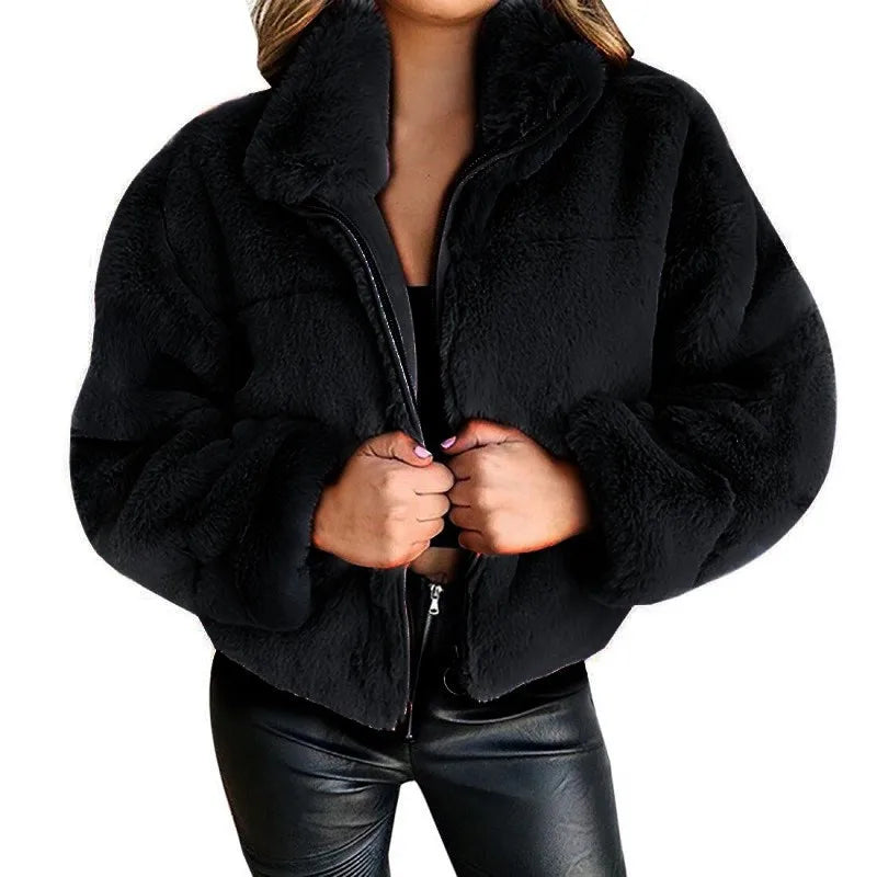Autumn Winter Coat For Women 2025 New Elegant Teddy Bear Warm Thicken Fleece Faux Fur Coats Jacket Women Long Sleeve Outwear