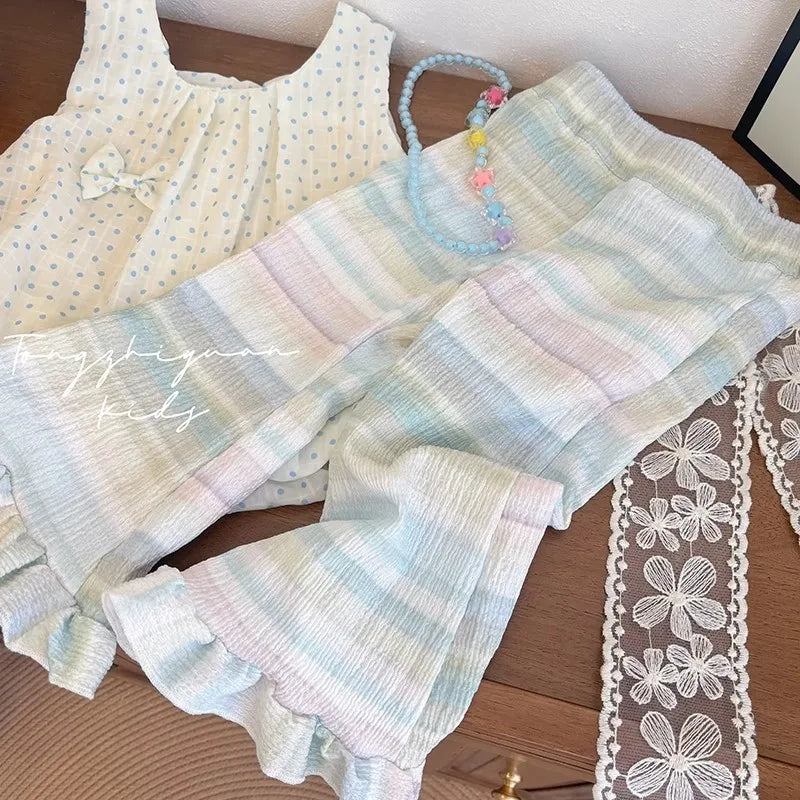 children's clothes summer clothes wide sports pants Female child clothes loungewear pants for children bottoms Rainbow trousers