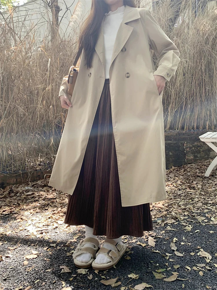 2025 Women's Coat Plus Size Mid-Length Jacket British Style Fashionable Temperament Spring Autumn Arrival Windbreaker Outerwear
