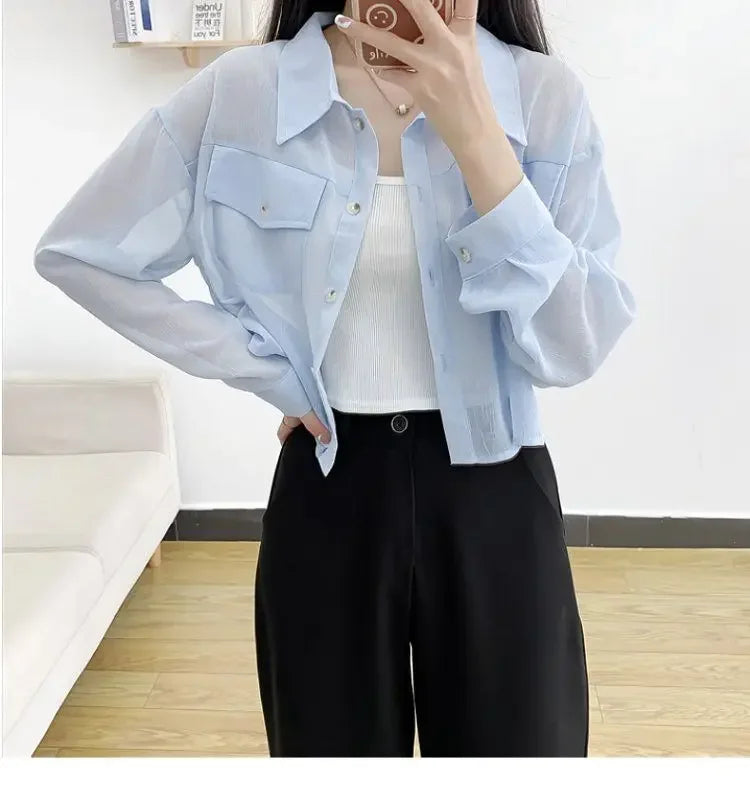 Summer Loose Chiffon Sunscreen Clothes for Women in Summer 2025 New Thin Casual Versatile Long-sleeved Cardigan Short Jacket