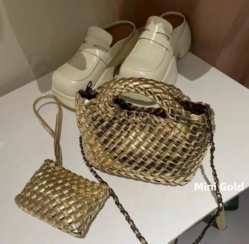 Hanrted Woven  Buet Bag Women's Crossbody Handbag Handheld Basket Bag Sli American Retro Sle Daily Use