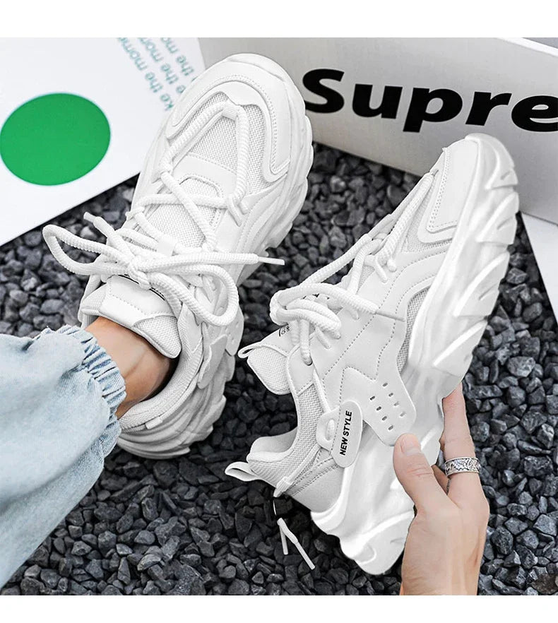 Men's Thick Sole Sport Shoes Simple Fashionable Casual Sneaker High Quality Rubber Plastic Male Athletic Shoes Chunky Sneakers