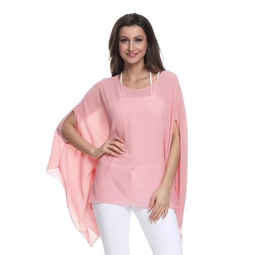 BHflutter Blusas Mujer de Moda 2018 Blouse Women Shirt Batwing Sleeve Casual Summer Tops Tees Solid Chiffon Blouses Plus Size