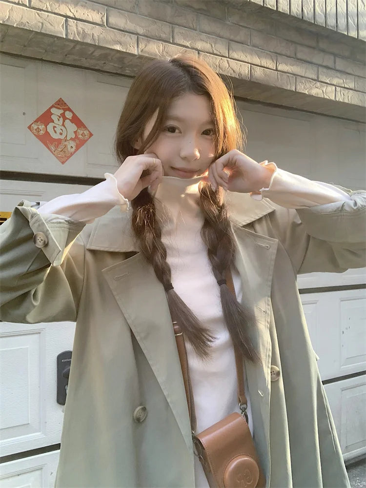 2025 Women's Coat Plus Size Mid-Length Jacket British Style Fashionable Temperament Spring Autumn Arrival Windbreaker Outerwear