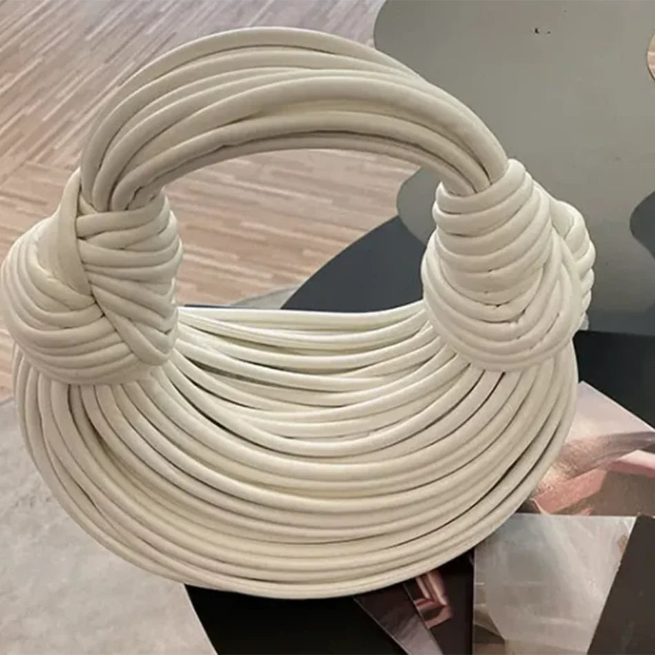 Handbags for Women  Gold Luxury Designer Brand Handwoven Noodle Bags Rope Knotted Pulled Hobo Silver Evening Clutch Chic