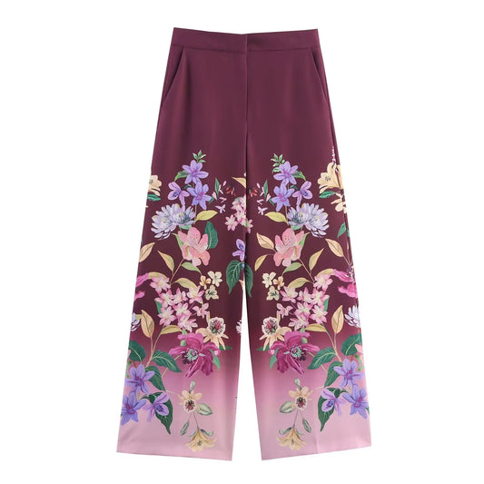 Women's pants 2025 new Women's floral print loose pants Elegant and comfortable