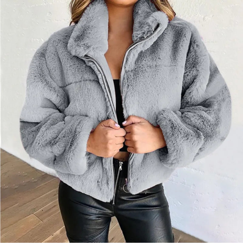 Autumn Winter Coat For Women 2025 New Elegant Teddy Bear Warm Thicken Fleece Faux Fur Coats Jacket Women Long Sleeve Outwear