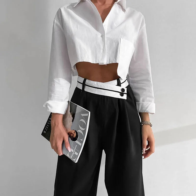 Women Pants Casual Wide Leg Pants for Women Black Suit Pants Office Lady Straight Pants High Waist Trousers Women Clothes Outfit