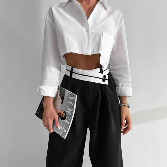 Women Pants Casual Wide Leg Pants for Women Black Suit Pants Office Lady Straight Pants High Waist Trousers Women Clothes Outfit