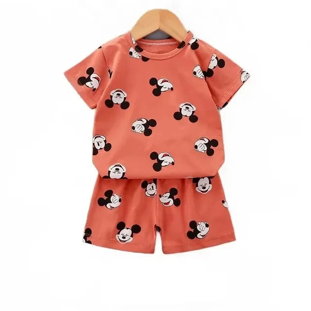 Summer Boys Girls Clothes Set T-shirt+pants 2pcs Children's Clothing Fashion pink Baby OutSet Newborn Baby Suit