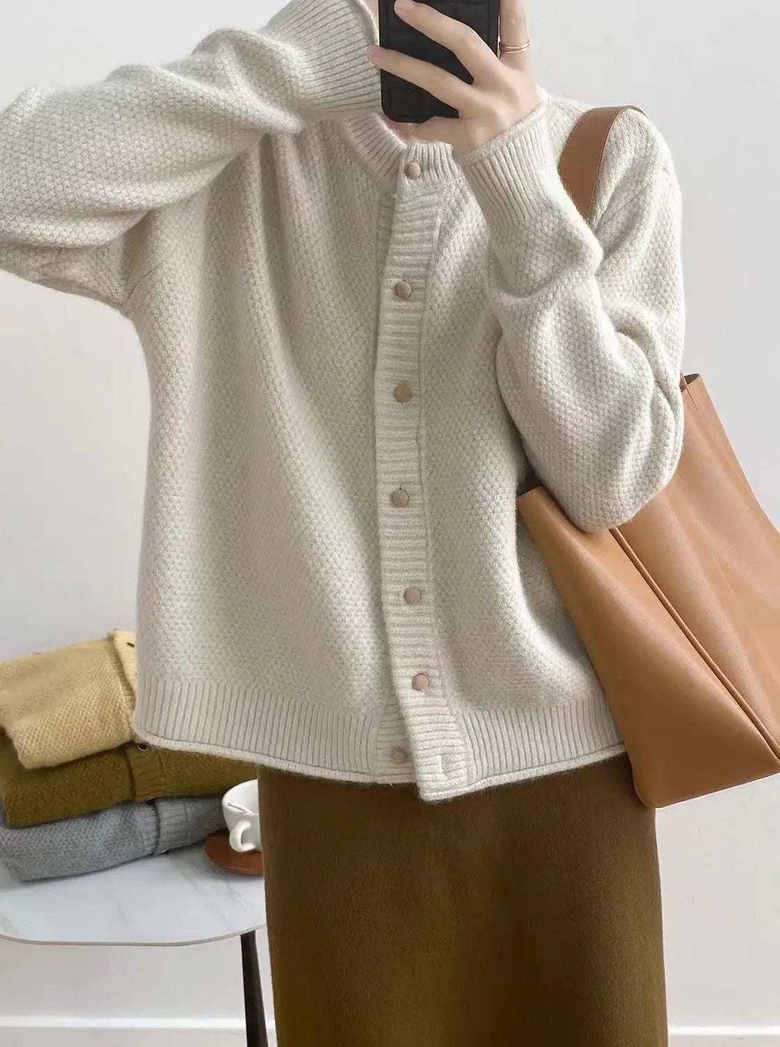 Sweater Coat for Women Autumn Winter New Collection High-End Loose Knit Cardigan