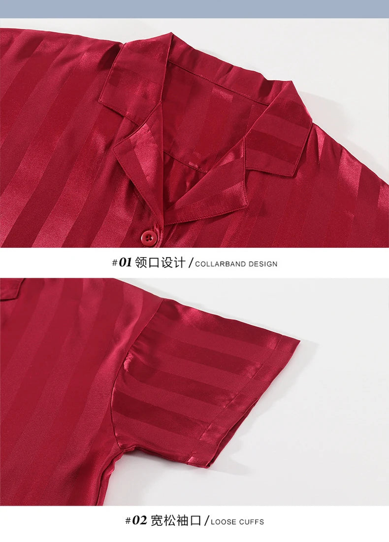Pajamas Sets for Women Men Sexy Sleepwear Silk Women Pijama Sets Long Sleeve Cardigan Set Female Ice Silk Pyjamas Home Clothing