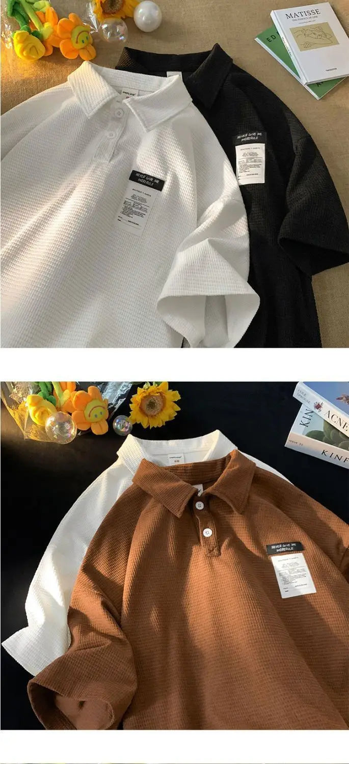 Polo Shirt Short Sleeve Men's Summer American Style Loose Couple T-shirt Japanese Trendy Brand Half Sleeve