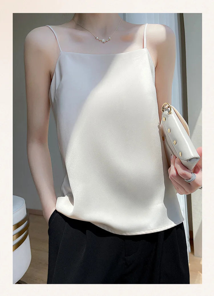 summer new base outside to wear a high-grade sense of solid color everything temperament elegant French sling female