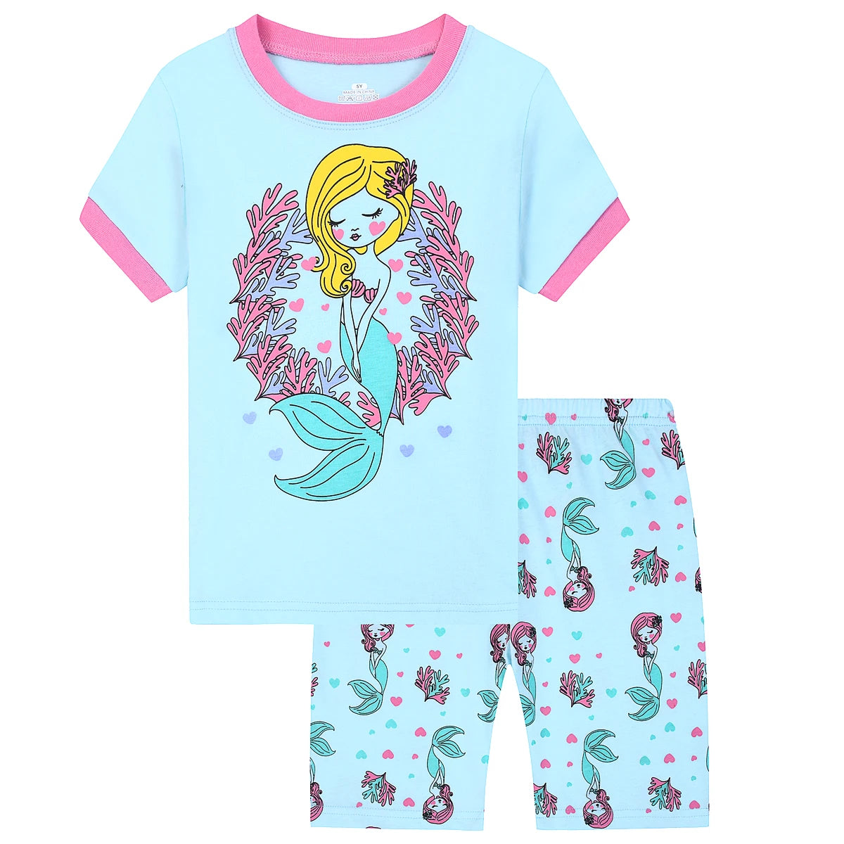 Pajamas for Girls, Pjs for Girl Summer Cotton Pajama, Children Shorts Set