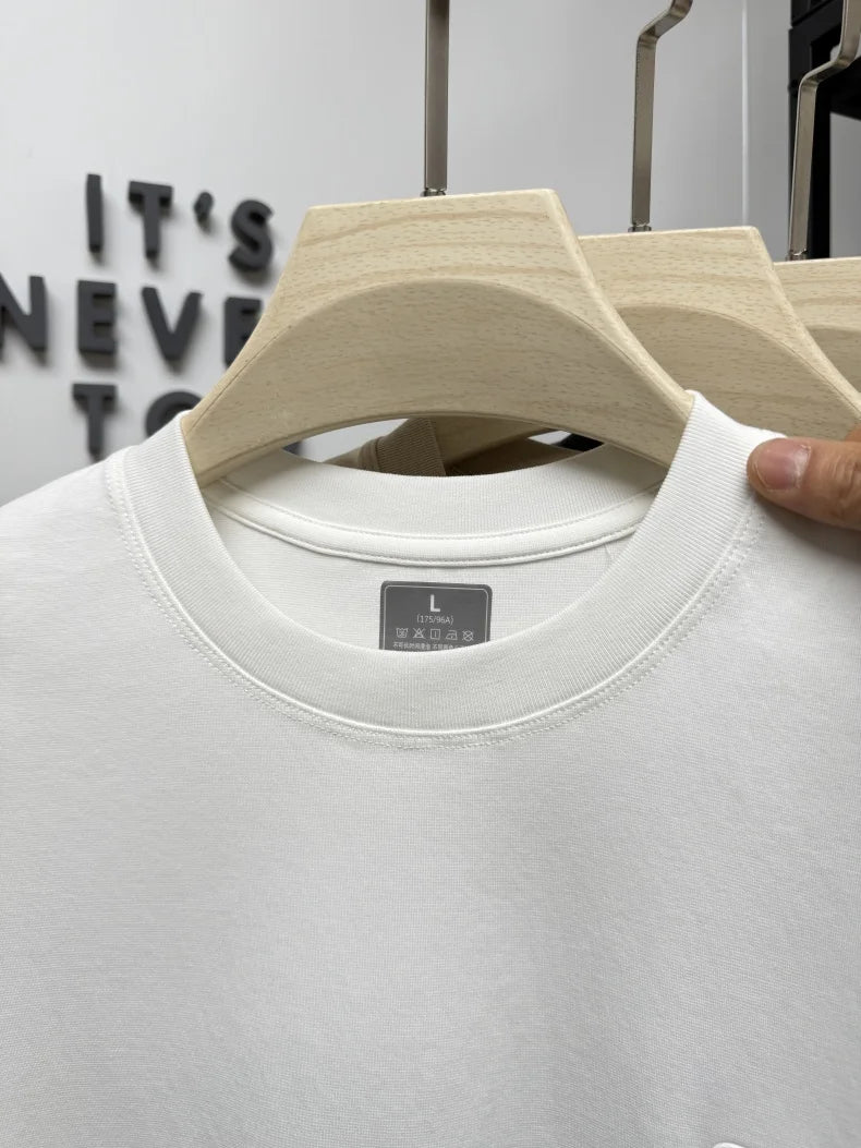 Men's short sleeved T-shirt 2025 summer hot item solid color round neck high-quality simple trendy casual base shirt for men top