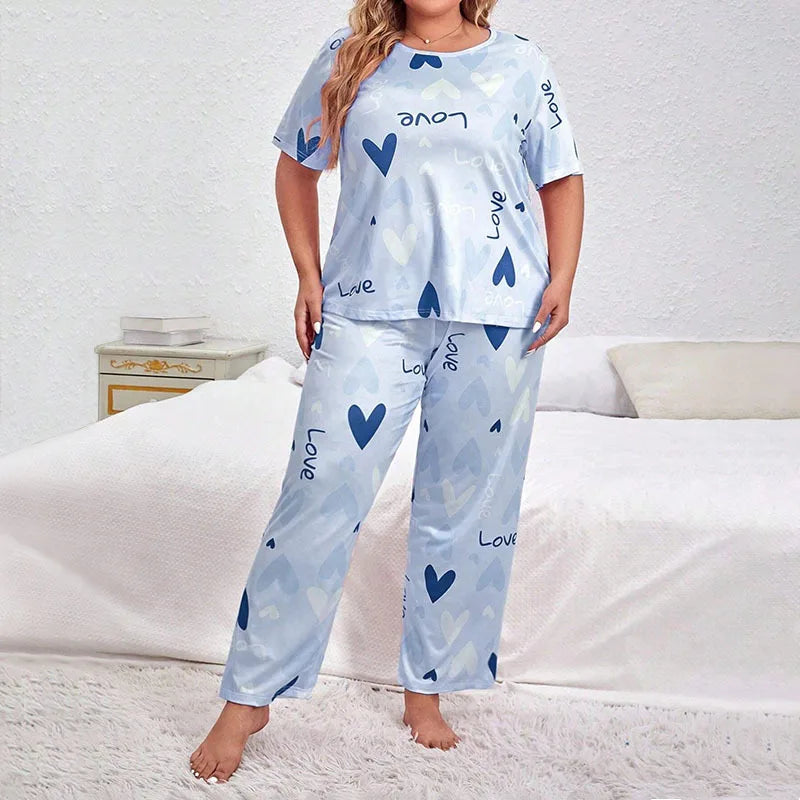 Pyjama Femme Ensemble Short Sleeve Sleepwear Woman Pajamas Set Home Wear Set Big Size Women's Pajamas Summer Ladies Pyjamas Pjs
