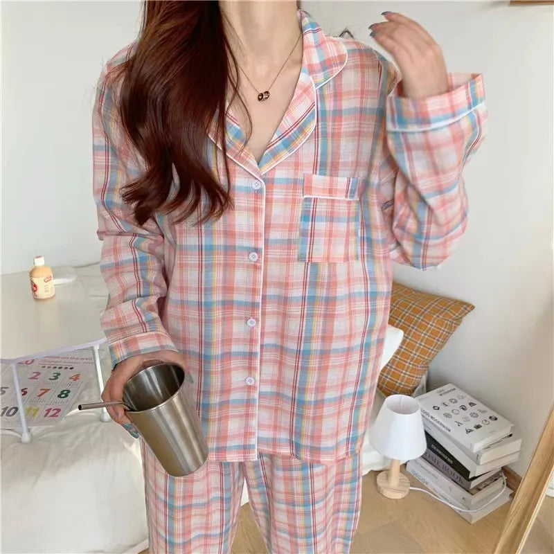 Spring And Autumn 2 Piece Women's Pajamas Homewear Female Students Homewear Pajama Sets Girls Pajamas Underwear Sets