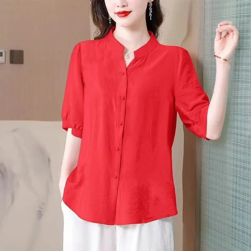 Summer 2025 Pure Cotton Shirt New Retro Top Loose New Breathable Top
