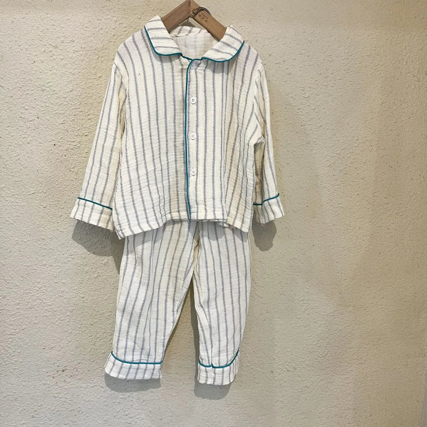 Pajama Sets New Spring Autumn Season Pure Cotton Gauze Baby Long Sleeved Girl Boys Childrens Clothing Sleepwear