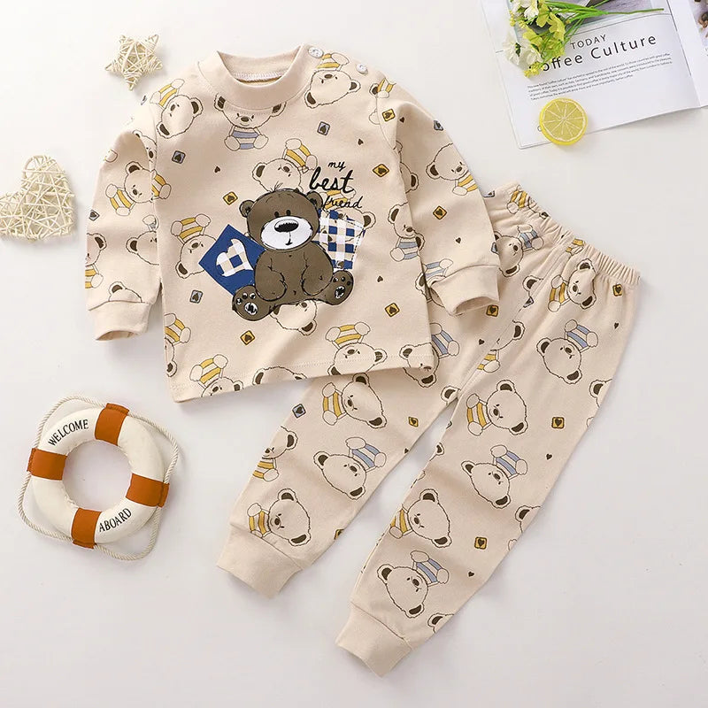 Pajama Sets for Children Loungewear Long Sleeve Kid Boy Girl Clothes Cute Deisgn Lightweight Comfortable Fabric Sleepwear Outfit