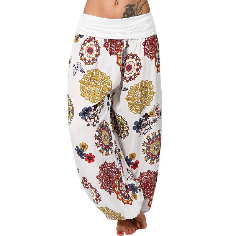 Women's Clothing Haren Pants New Digital Print Long Wide Leg Pants Retro Casual Pants Vacation Style Party Outfit