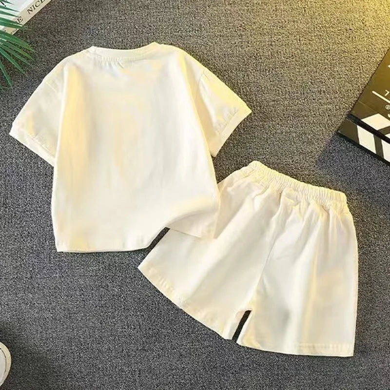 Summer Baby Clothes Set Kid Girls Cartoon Printed Short Sleeve T-Shirts Top And Shorts Bottom 2 Pieces Suit Children Tracksuits