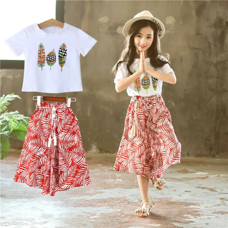 Summer 2025 Baby Girls Clothes Sets Outfits Kids Clothes Short Sleeve+Pants Children Clothing Set 6 10 11 12Y Kids Clothes Girls