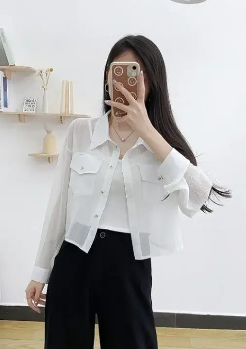 Summer Loose Chiffon Sunscreen Clothes for Women in Summer 2025 New Thin Casual Versatile Long-sleeved Cardigan Short Jacket