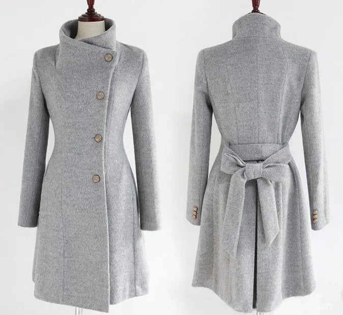 Coat Woolen Coat Women's Mid-length Single-breasted Belted Woolen Coat Women's Korean Style Winter Clothes Women