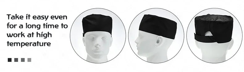 Chef Hats for Men Women Chef Beanie Cook Caps for Japanese Korean Style Cuisine Hats Thick Thin Net Flat Cap for Sushi Waiter