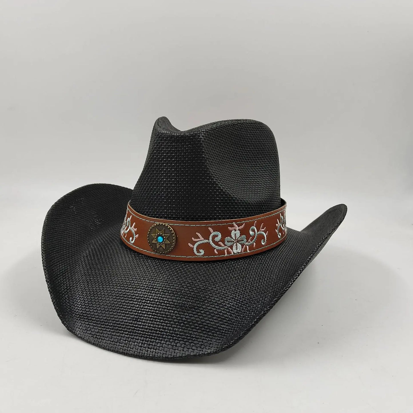 hats straw cowgirl western hat  mexican hat  retro curling hat western cowboy hat outdoor riding hat travel sports hat