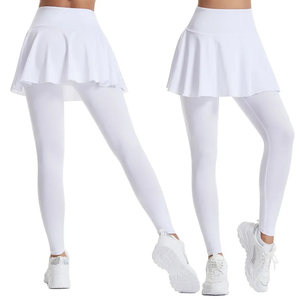 Pants Skirt Combined in One Sweatpants Women's Pocket High Waist Belly Stretch Tight Nine-point Leggings Yoga Pants