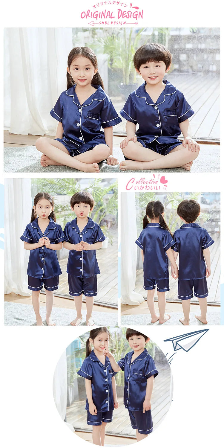 Pink Pajama Sets Short Sleeve T-Shirt Tops With Shorts Toddler Baby Sleeping Clothes Pijamas Sleepwear Boys Girls Kids Pyjamas