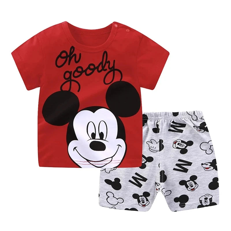 Summer Boys Girls Clothes Set T-shirt+pants 2pcs Children's Clothing Fashion pink Baby OutSet Newborn Baby Suit