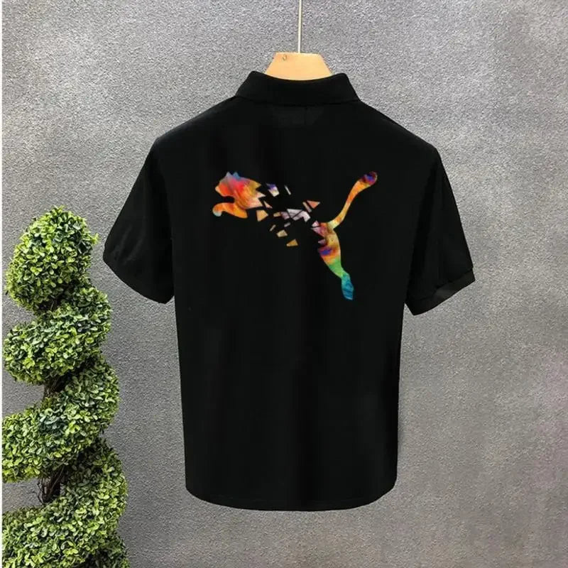 Polo Shirts Anime Male with Collar Tee Hip Hop Tops Heather Mens T-shirt Original Short Quarter Sleeve Aesthetic Casual Stylish
