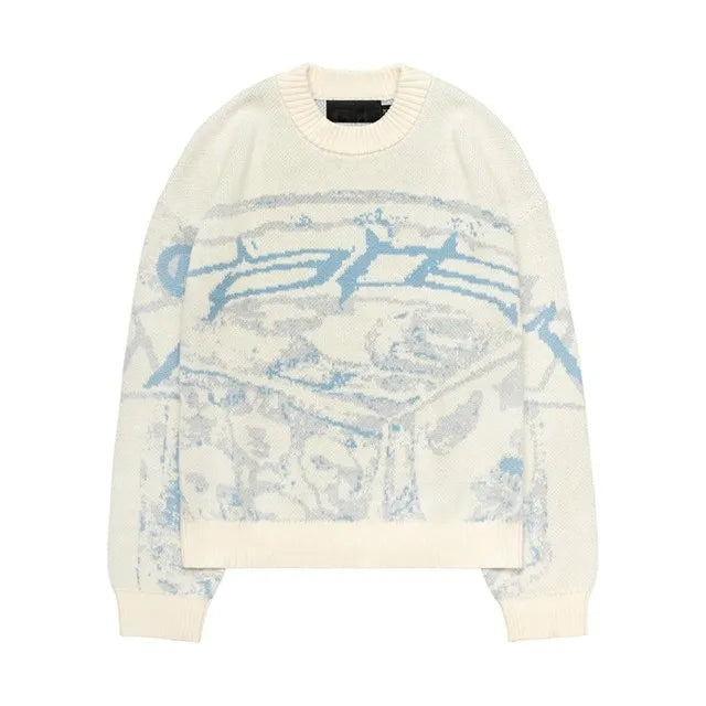 Gothic Mens Women's Hollow Out Knitted Double Knit Pullovers Vintage Harajuku Academia Cotton Oversized Sweater Tops Y2K Sweater