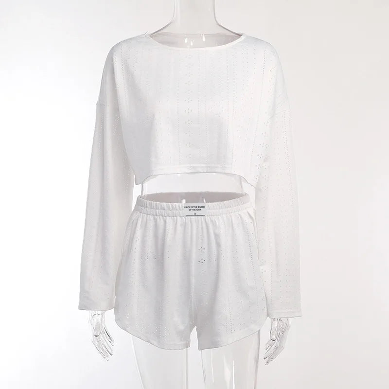 Women's Pajamas Set Sleepwear Spring Long Sleeve Tops With Shorts Home Clothes 2 Piece Sets Pyjama Femme Loungewear Pijama Mujer