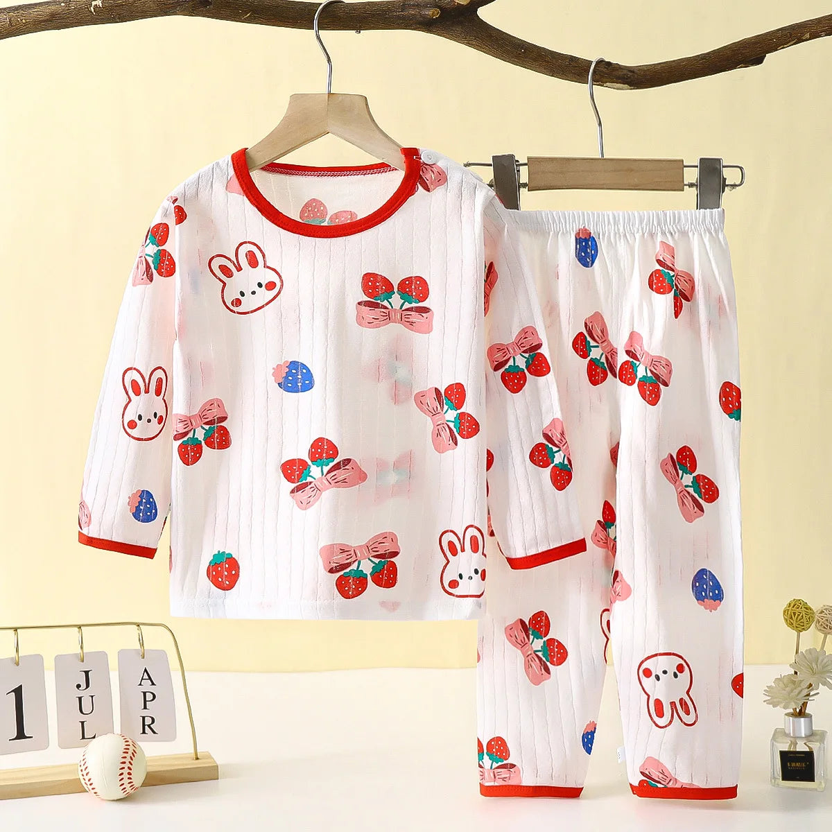 2025 Kids Pajama Set Long Sleeve Baby Boys Girls Sleepwear Thin Home Clothes Comfortable Breathable Children Nightwear Outfit