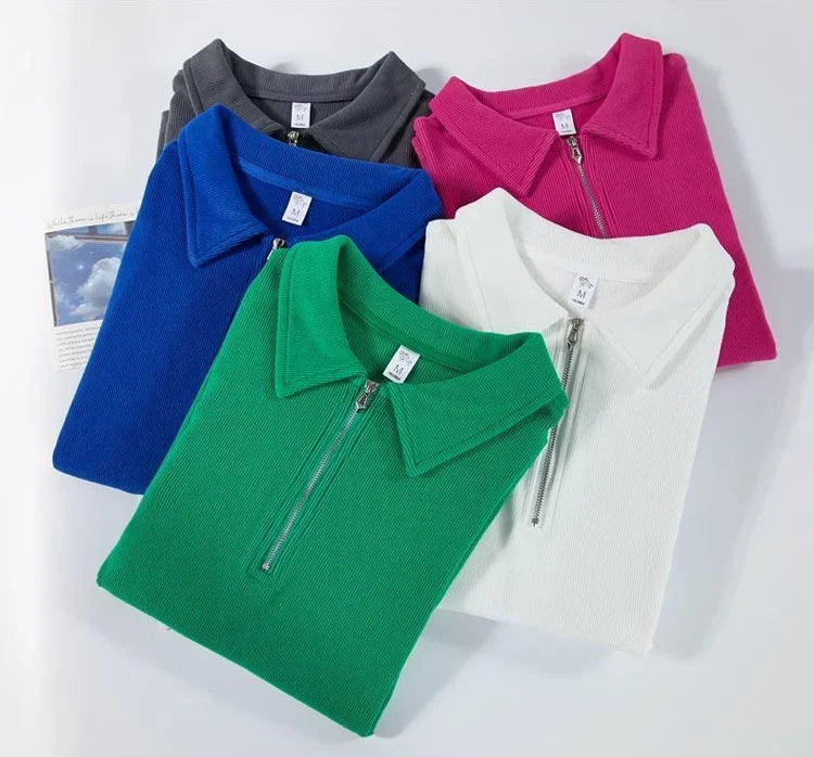 Polo Neck T Shirt for Women Long Sleeve Woman Tshirt Autumn Winter Slim Shirts Youthful Elegant Clothing Trend 2025 Polyester In
