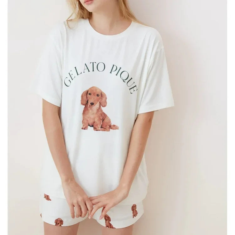 Pajama Pants Set Women's Clothing Short Sleeve Summer Comfortable Breathable Casual Stylish Simple Stylish Loose Cartoon