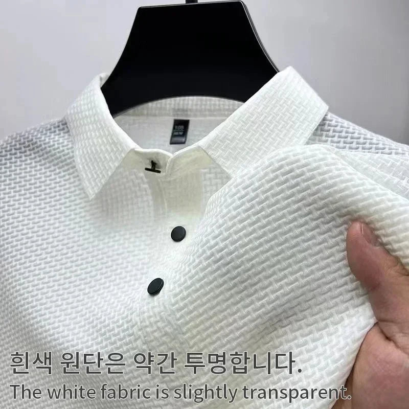 Summer Short Sleeve Polo Shirts Men Turn-Down Collar Anti-Wrinkle Solid Polos Tops Breathable Male Business Casual Tees Tshirts