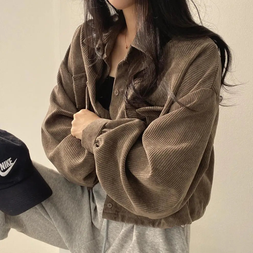 Women Coats Jackets Turn Down Collar Casual Loose Full Sleeve Coat Y2k Streetwear Jacket Work Outerwear Autumn Winter 2025