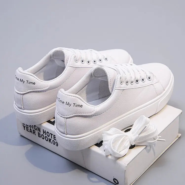 Women's Vulcanize Shoes PU Leather White Shoes New Fashion Platform Shoes Solid Color Casual Shoe Classic Women Sneakers Zapatos